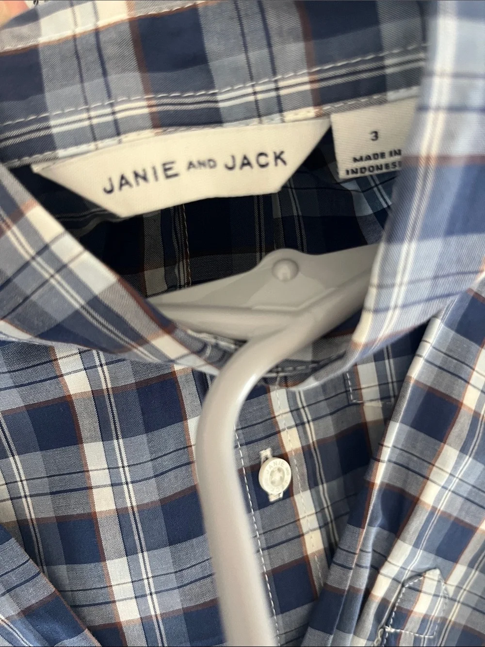 Janie and Jack Navy, Light Blue & White Plaid Button-Down Shirts